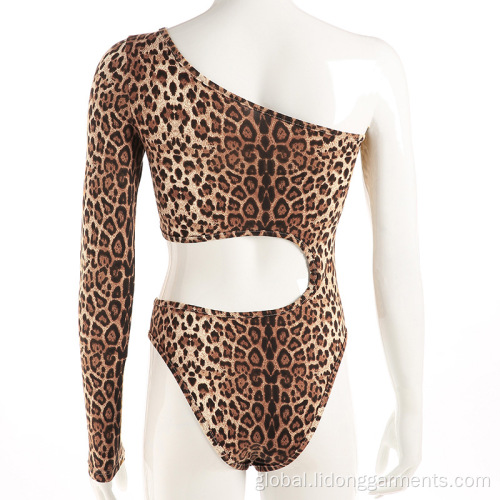 Bodysuit Asymmetric Design Women Leopard Print One-piece Swimsuits Supplier